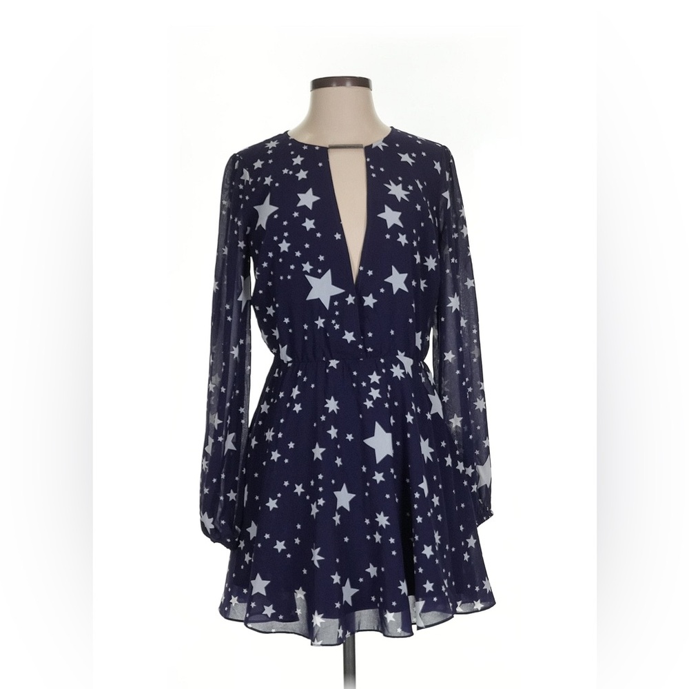Lovers + Friends Navy Starry Long Sleeve Dress